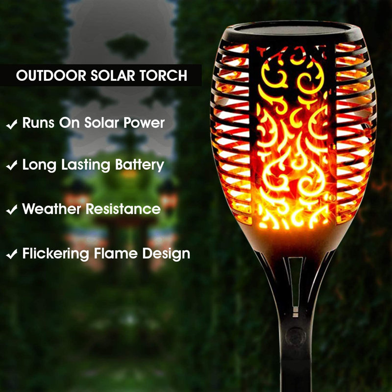 WBM Smart Solar Lights, LED Solar Torch Flickering Flame Lights
